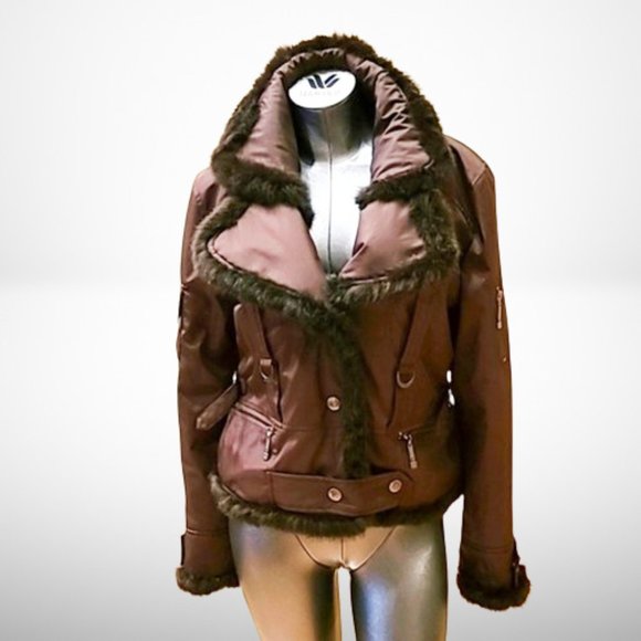 Christian Dior Vintage Winter Jacket in Chestnut Brown with Fur Trim size 40 / 8 - Picture 2 of 15